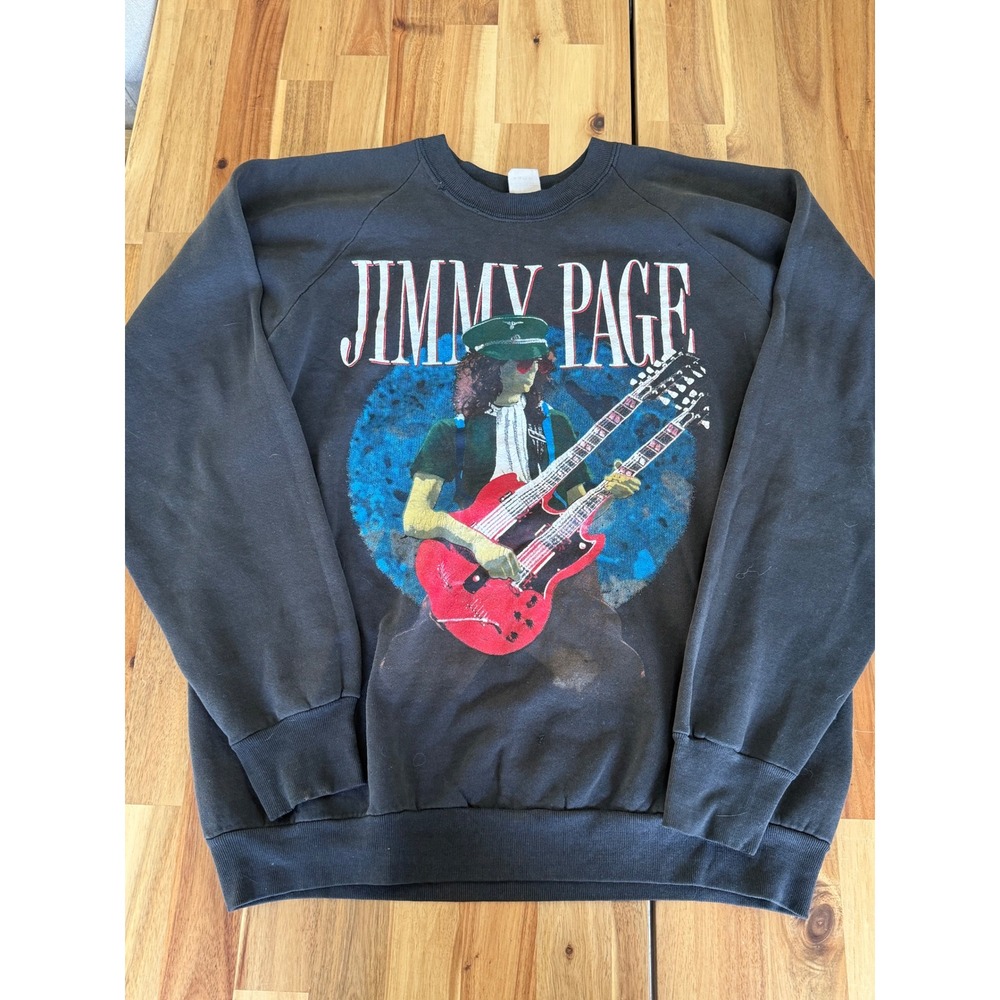 Vintage Jimmy Page Tour Crewneck Sweatshirt 80's Distressed Men's Large Rare